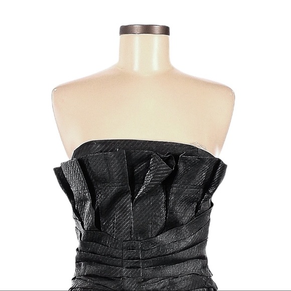 BCBGeneration Slate Gray Shiny Strapless Prom Pleated Cocktail Mini Dress Size 6 - Picture 4 of 10